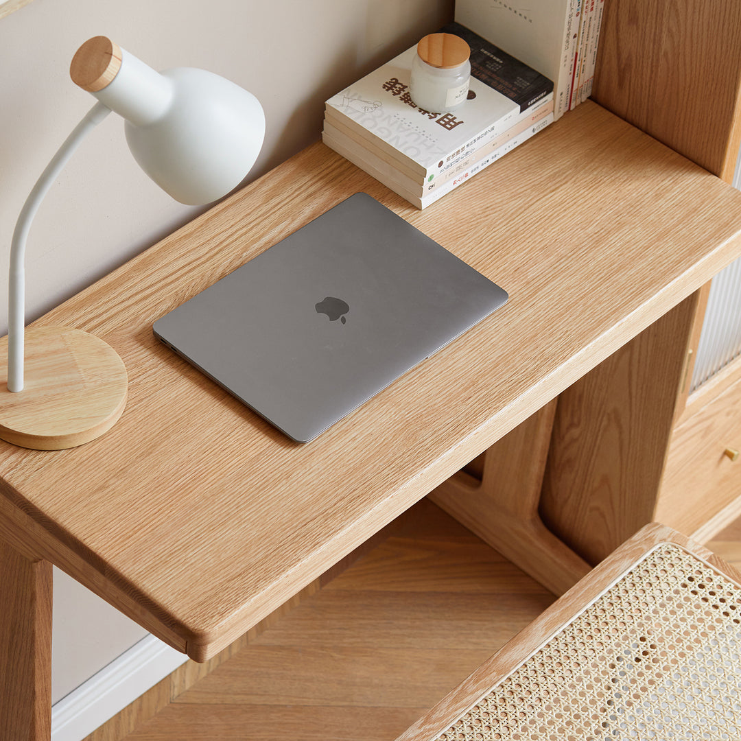 Scandinavian wood study table kangaroo material variants.