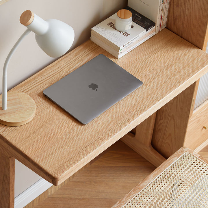 Scandinavian wood study table kangaroo material variants.