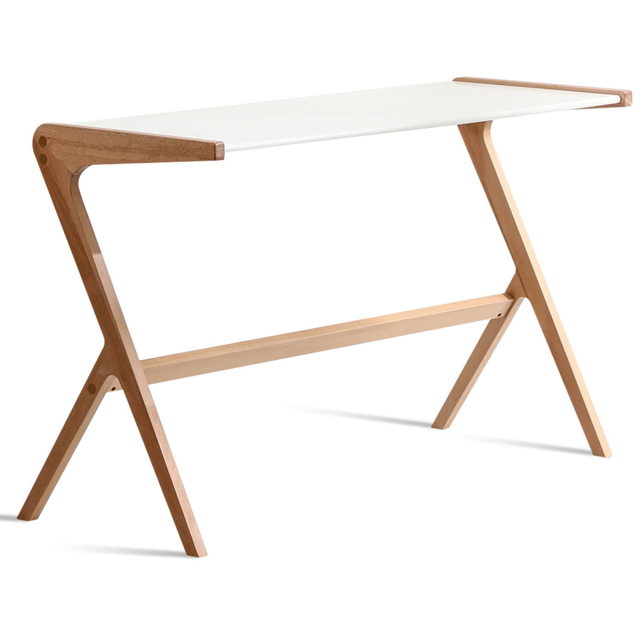 Scandinavian wood study table seattle in white background.