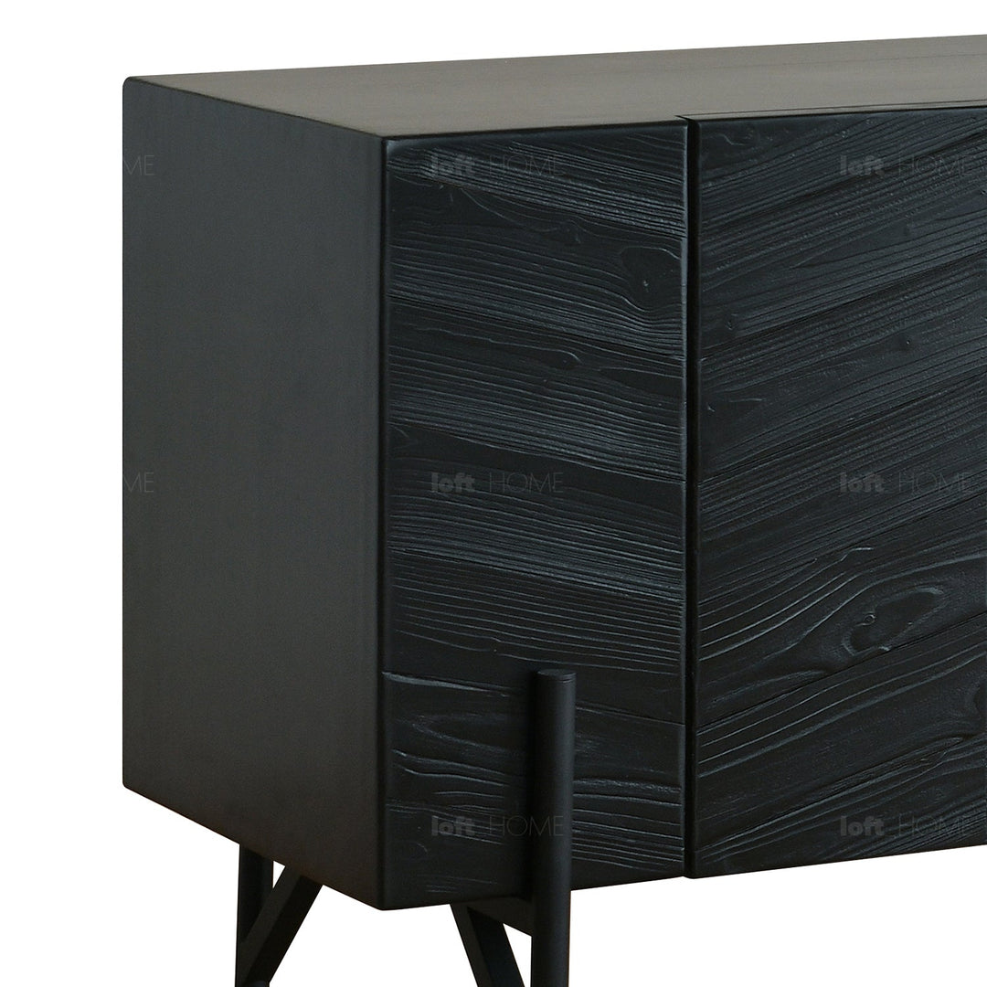 Scandinavian wood tv console 4 doors chevron detail 14.