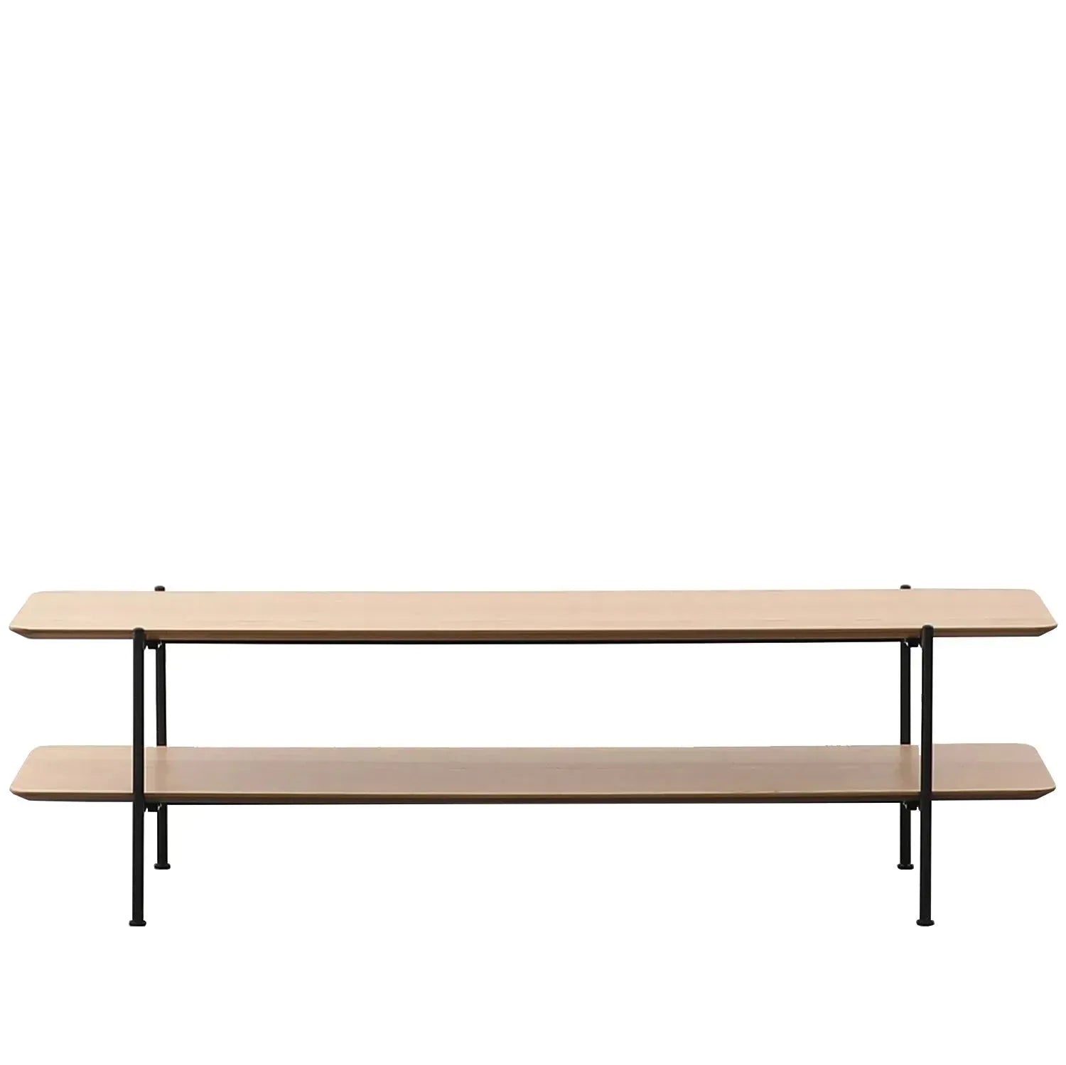 Industrial wood tv console carlos in white background.