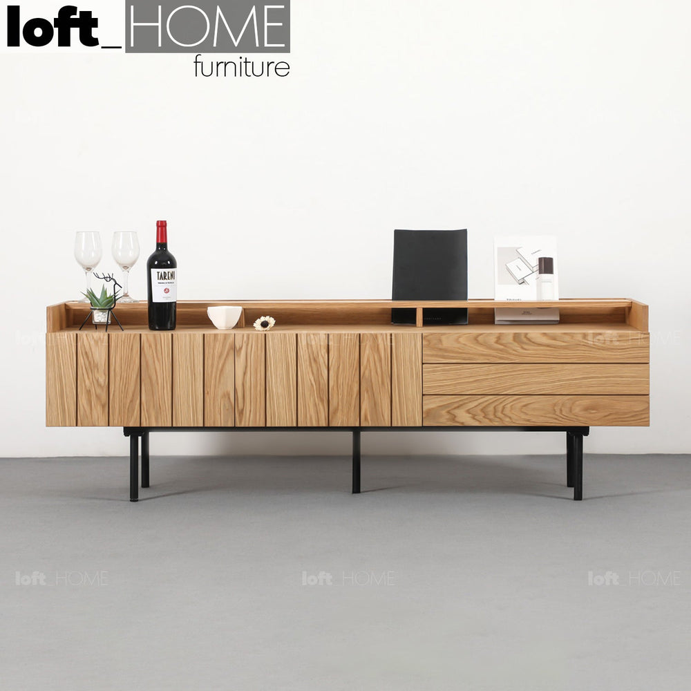 Scandinavian wood tv console lumi primary product view.