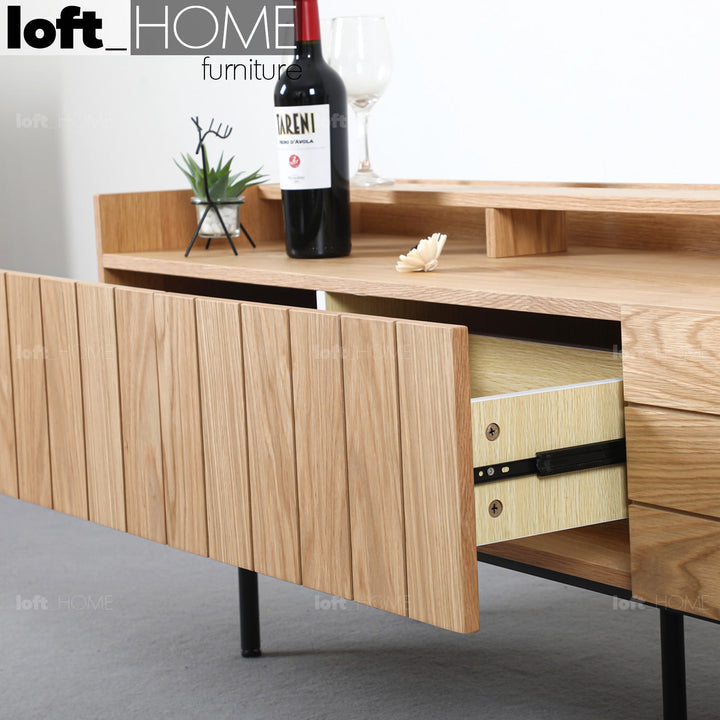 Scandinavian wood tv console lumi in details.