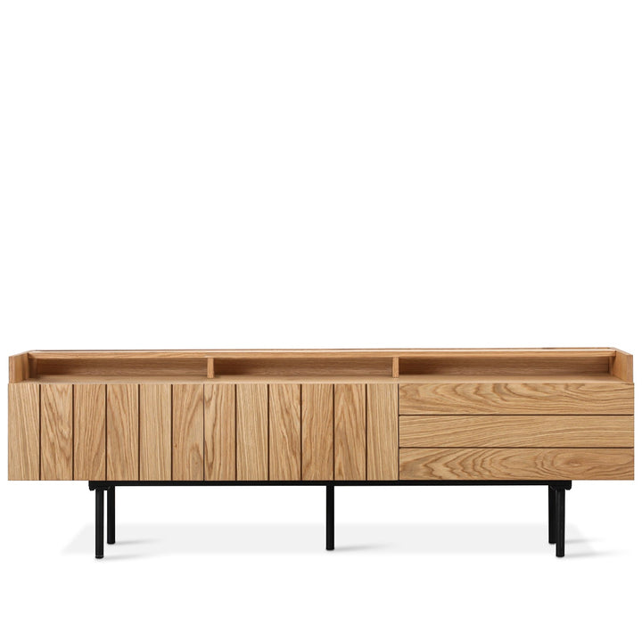 Scandinavian wood tv console lumi in white background.