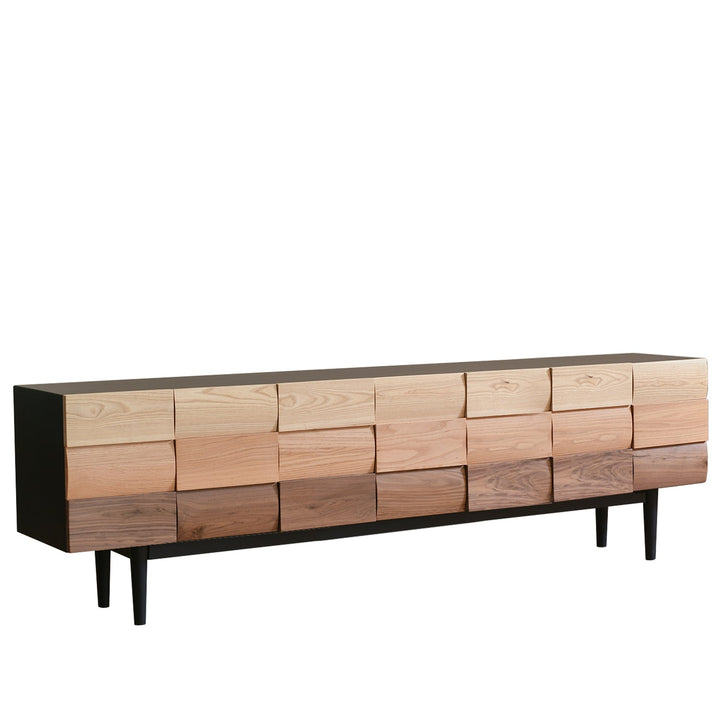 Scandinavian wood tv console variation 1 layered structure.