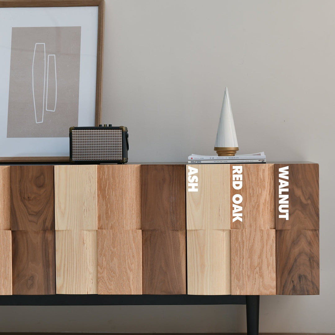 Scandinavian wood tv console variation 2 color swatches.