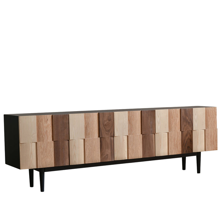 Scandinavian wood tv console variation 2 layered structure.