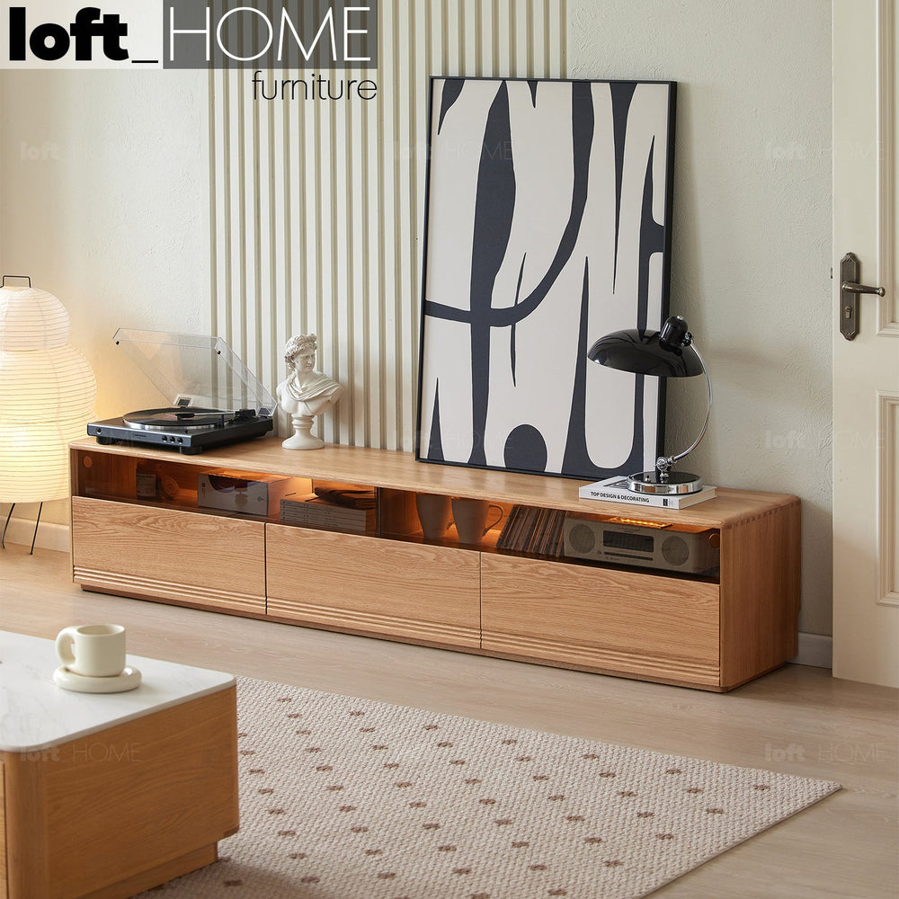 Scandinavian wood tv console vogue primary product view.