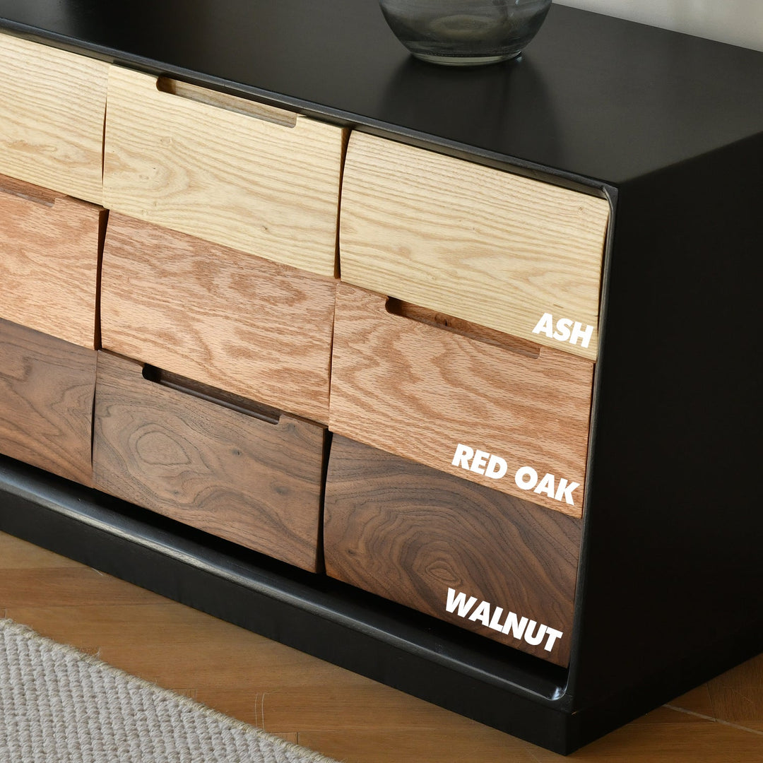 Scandinavian wood tv console wabi sabi color swatches.