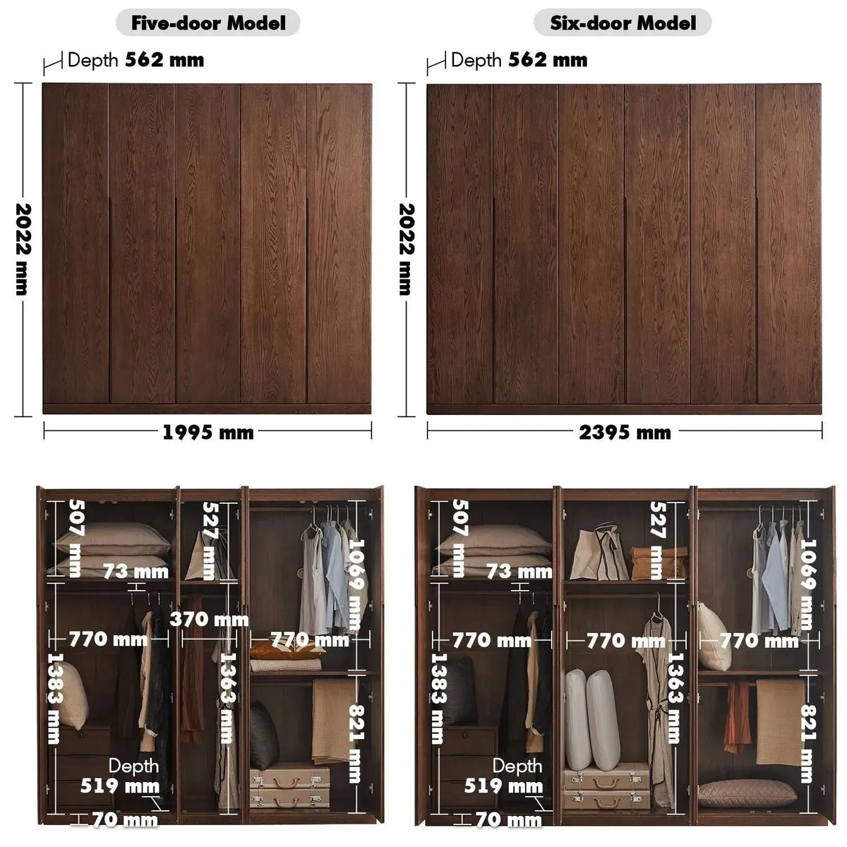 Scandinavian wood wardrobe belle color swatches.