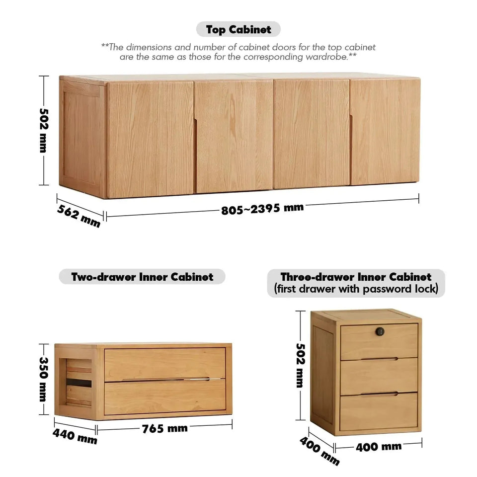 Scandinavian wood wardrobe belle material variants.