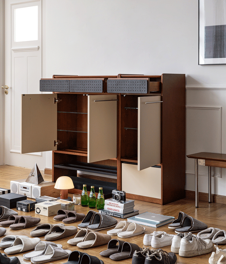 Vintage Boxwood Modular Shoe Cabinet MIES