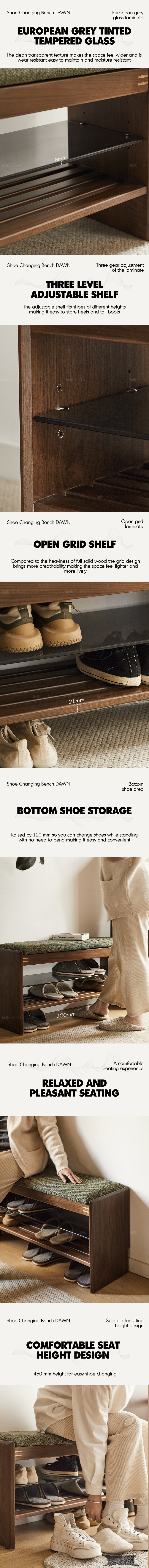 Japandi Walnut Wood Shoe Changing Bench DAWN Good to Know - 3