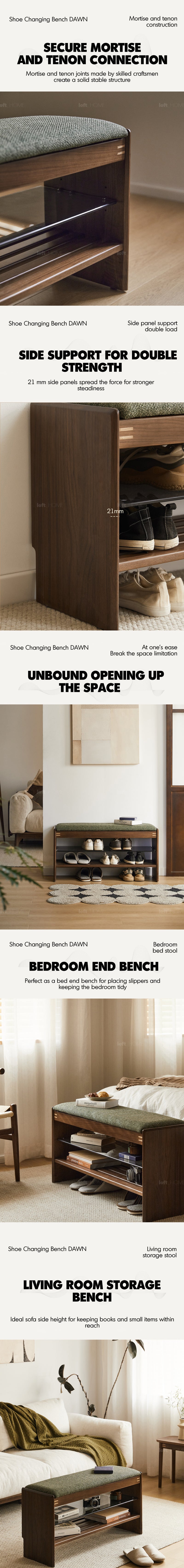 Japandi Walnut Wood Shoe Changing Bench DAWN Good to Know - 6