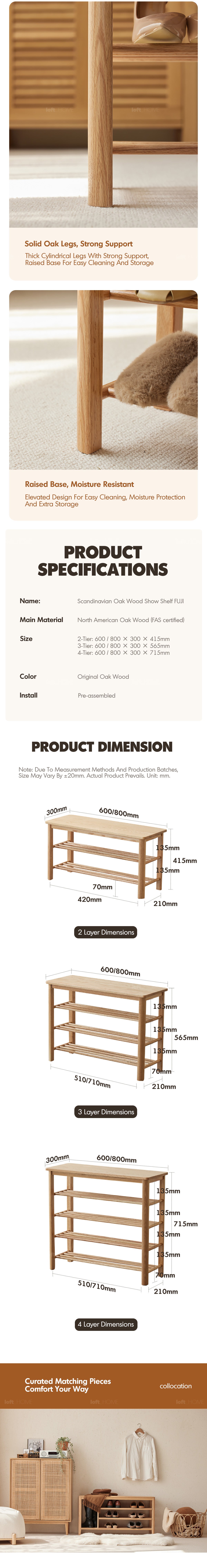 Scandinavian Oak Wood Shoe Shelf FUJI Good to Know - 4