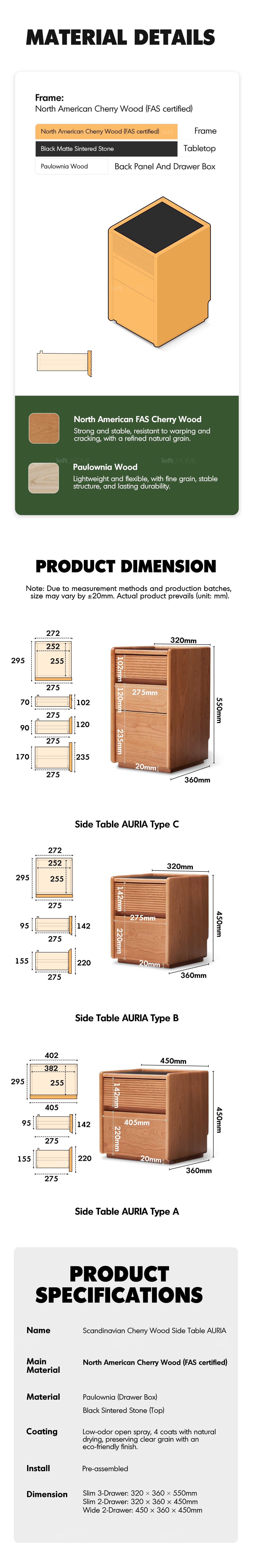 Scandinavian Cherry Wood Side Table AURIA Good to Know - 4