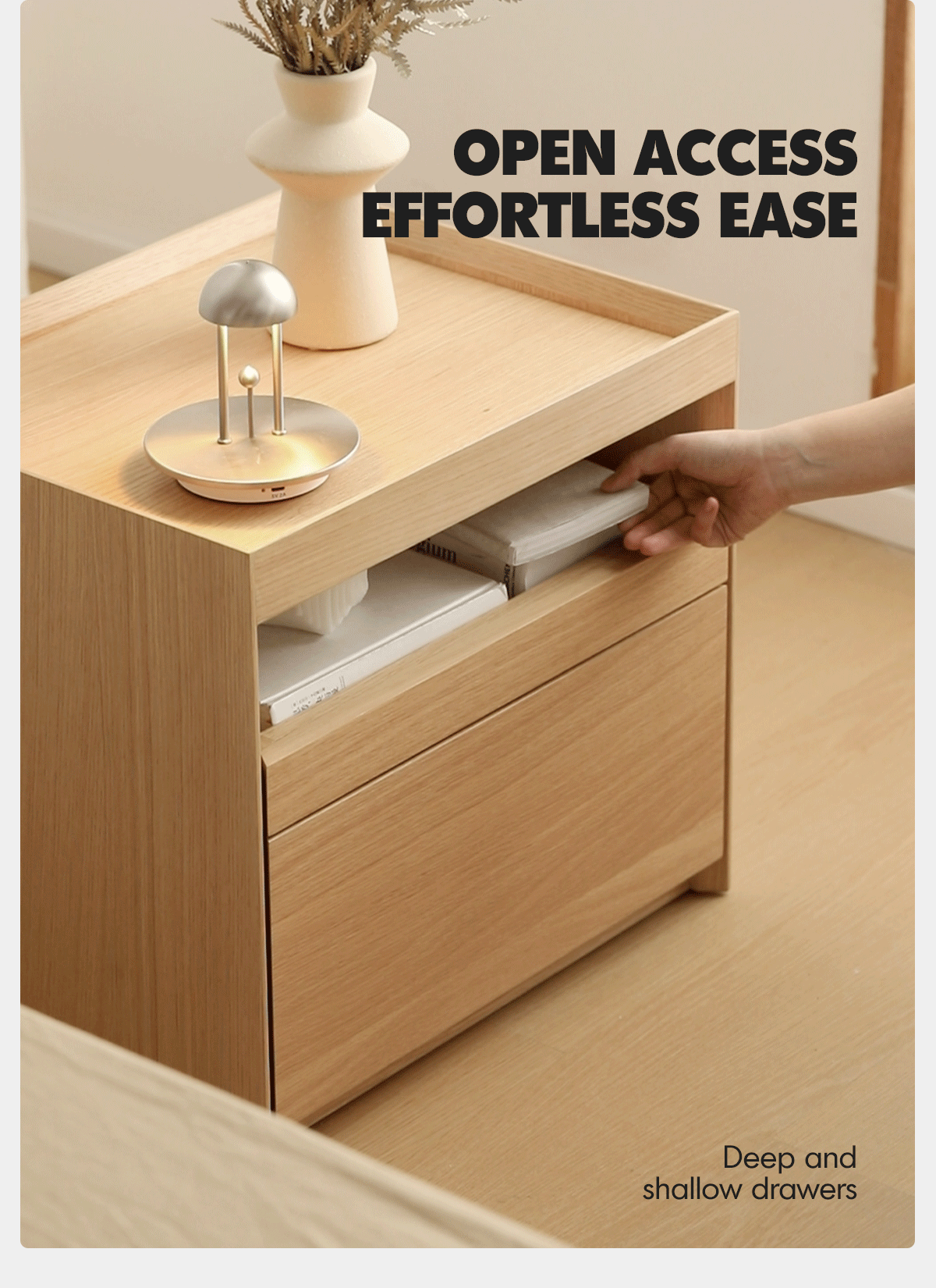 Minimalist Ash Wood Veneer Side Table CHARL Good to Know - 3