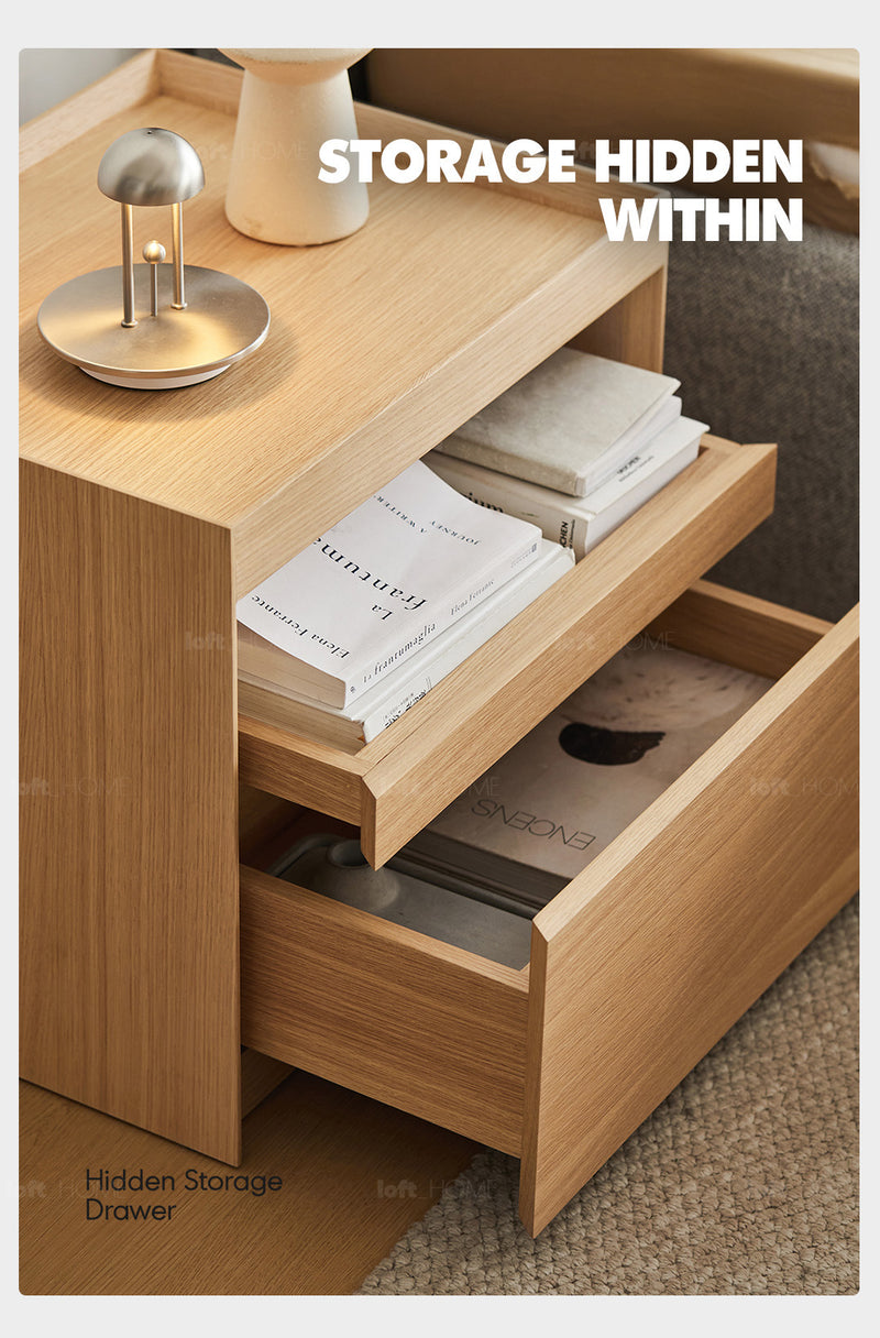 Minimalist Ash Wood Veneer Side Table CHARL Good to Know - 5