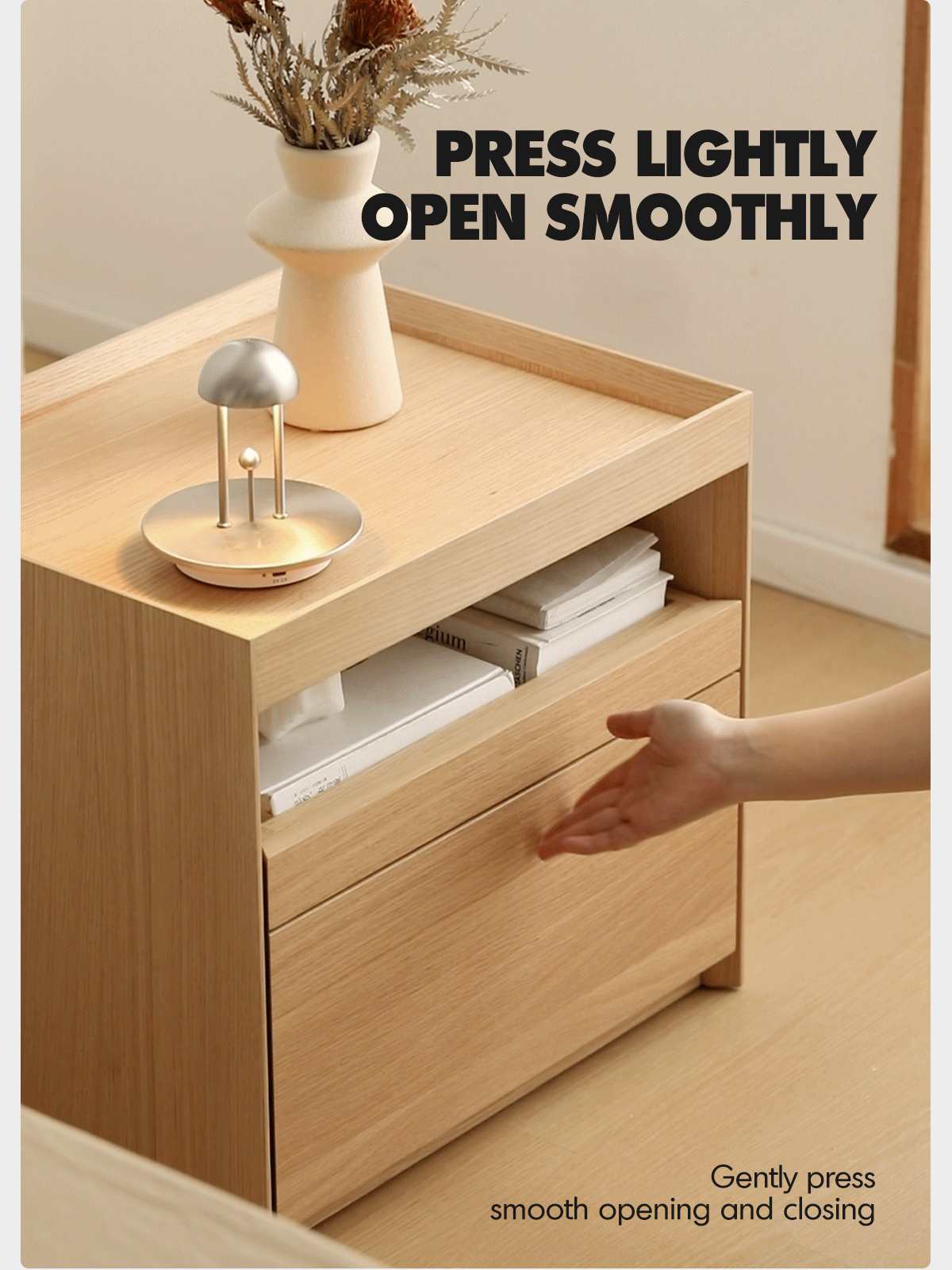 Minimalist Ash Wood Veneer Side Table CHARL Good to Know - 6