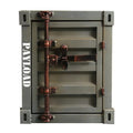 Industrial steel side table container detail 6.