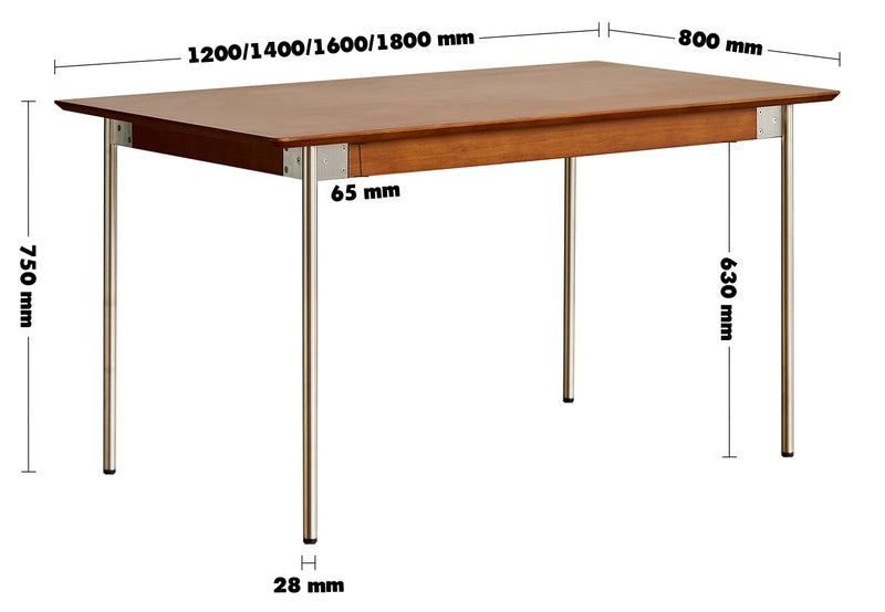 Bauhaus Boxwood Dining Table SEASON Size Chart