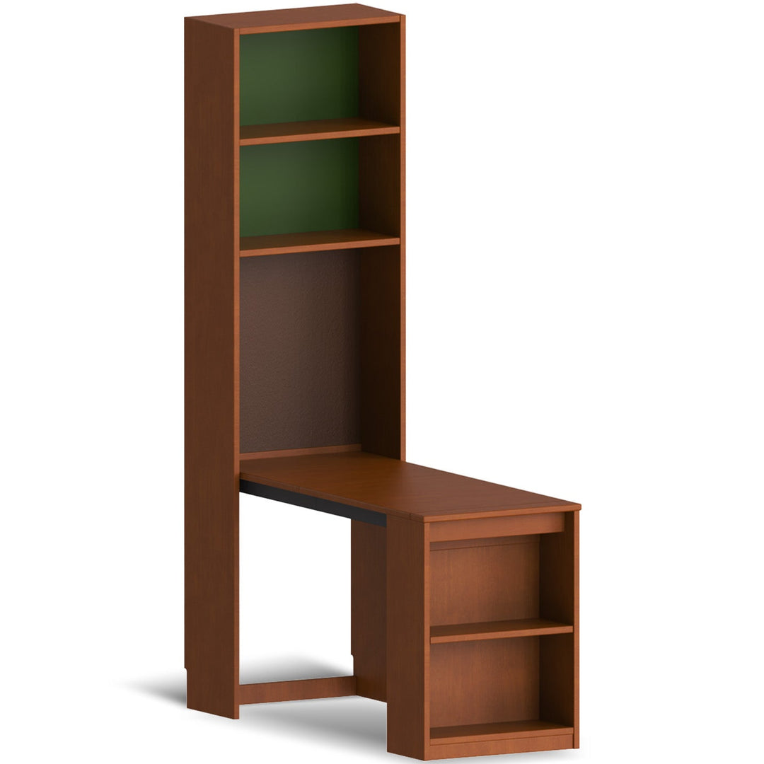 Vintage boxwood extendable study desk boodshelf mies conceptual design.