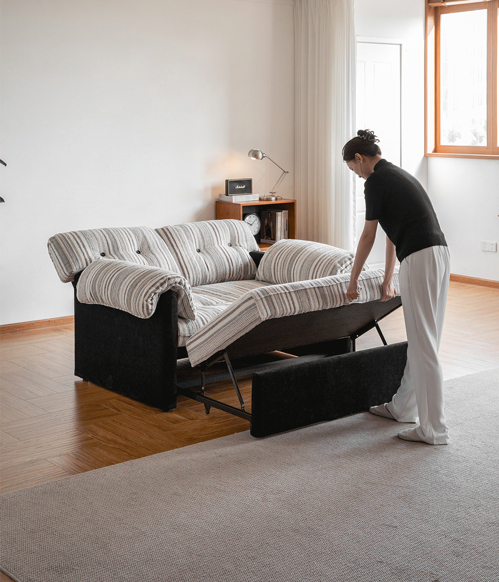 Bauhaus Chenille Velvet Fabric 2 Seater Sofa Bed ZIRU Good to Know - 7