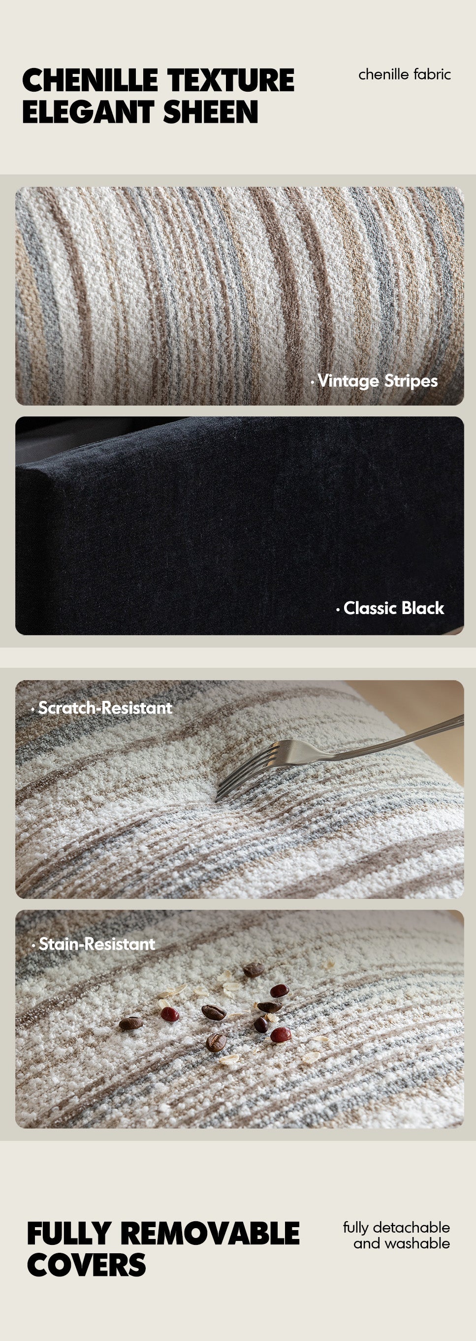 Bauhaus Chenille Velvet Fabric 2 Seater Sofa Bed ZIRU Good to Know - 9