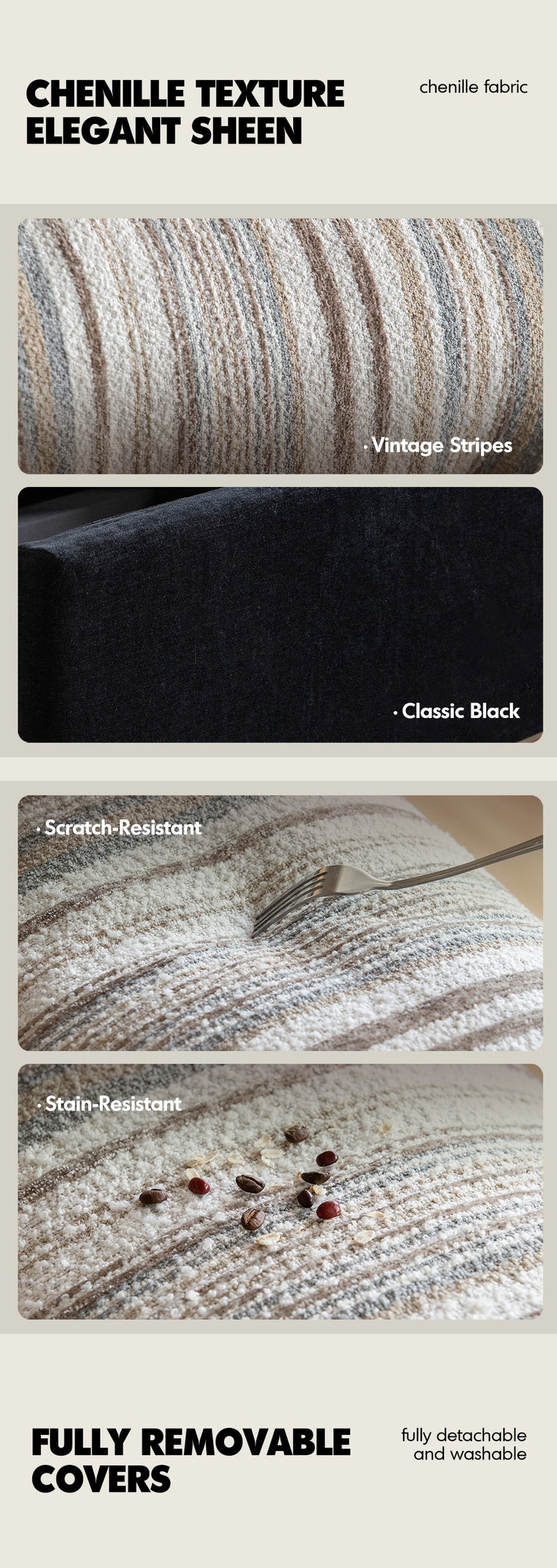 Bauhaus Chenille Velvet Fabric 2 Seater Sofa Bed ZIRU Good to Know - 9