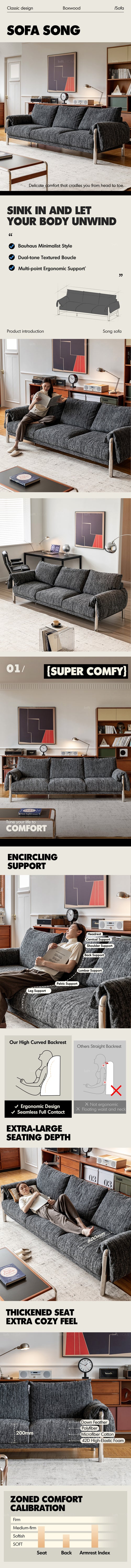 Bauhaus Boucle Fabric 3 Seater Sofa SONG Good to Know Preview-1