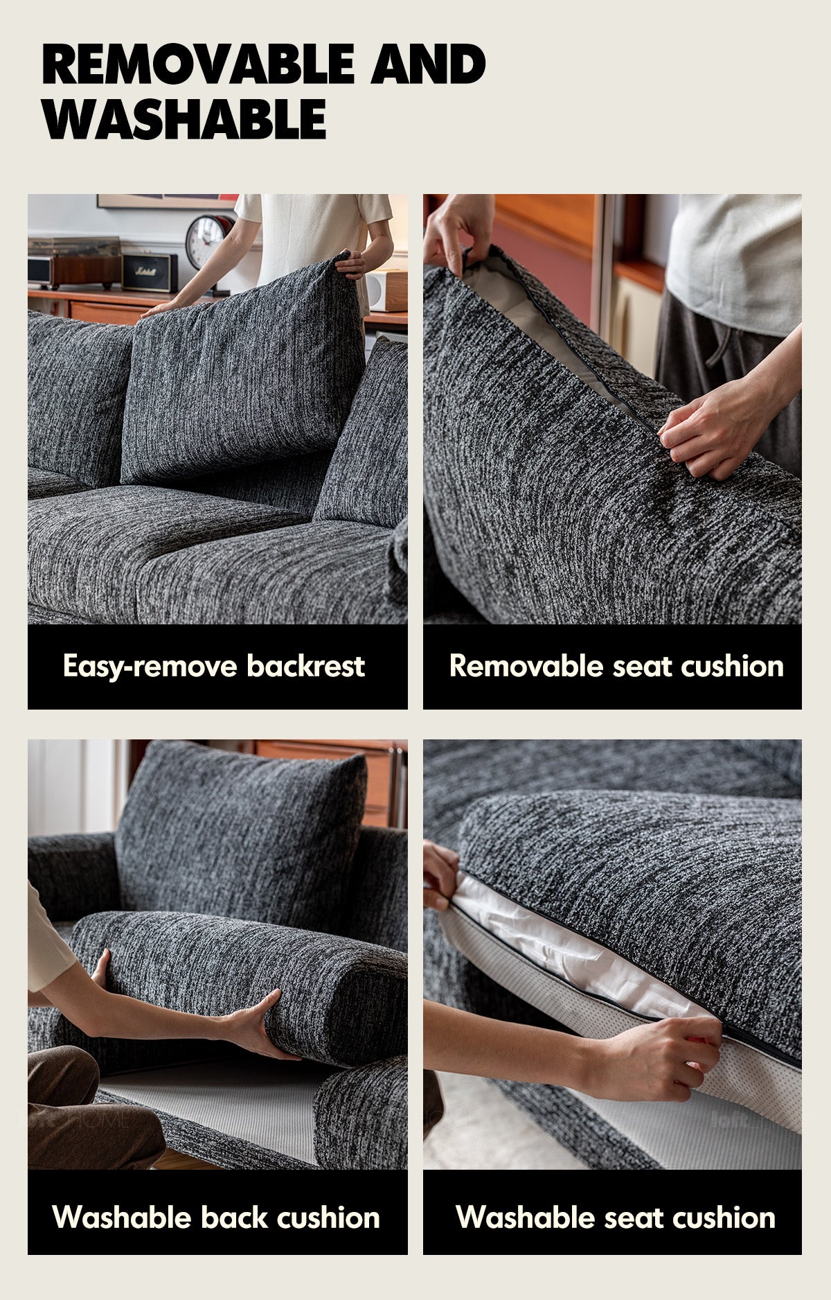 Bauhaus Boucle Fabric 3 Seater Sofa SONG Good to Know - 4