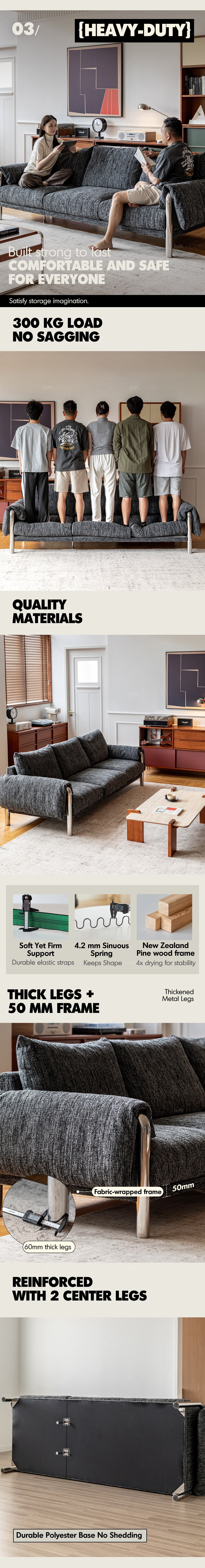 Bauhaus Boucle Fabric 3 Seater Sofa SONG Good to Know - 5