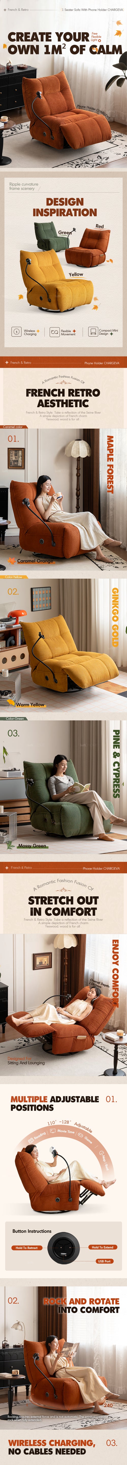 [Ready Stock] 1 Seater Sofa CHARGEVA | 66-CHARGEVA-Yellow | L830 x W1040 x H940mm Good to Know Preview-1