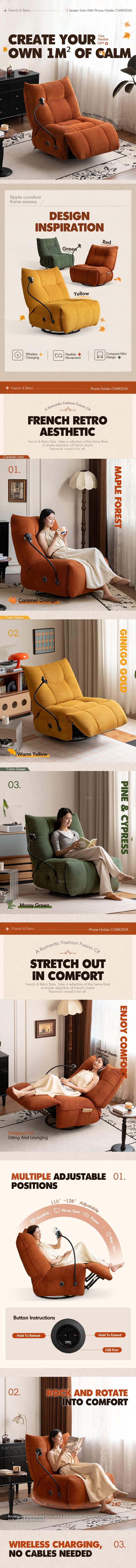 [Ready Stock] 1 Seater Sofa CHARGEVA | 66-CHARGEVA-Yellow | L830 x W1040 x H940mm Good to Know Preview-1