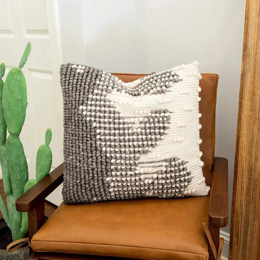 Versatile hand-woven wool looped pillow primary product view.