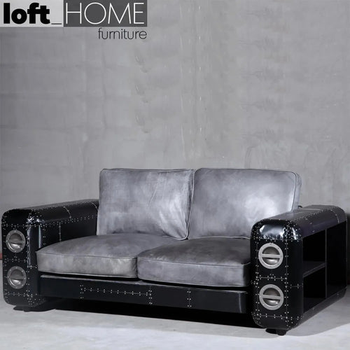Industrial Aluminium Leather 2 Seater Sofa BLACK AIRCRAFT Good to Know Preview-1