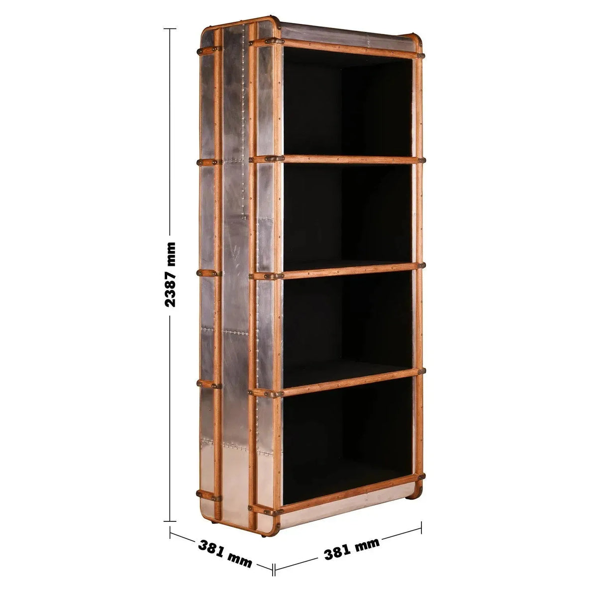 Industrial aluminium bookshelf richards' trunk alu primary product view.
