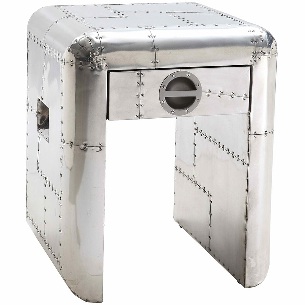 Vintage aluminium side table aircraft primary product view.