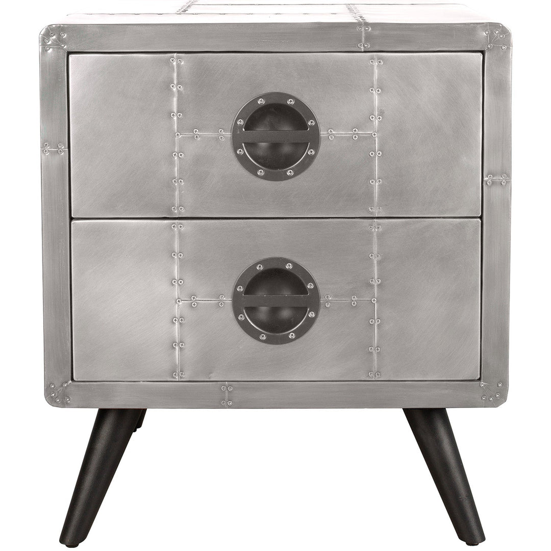 Vintage aluminium side table jetbrass in real life style.