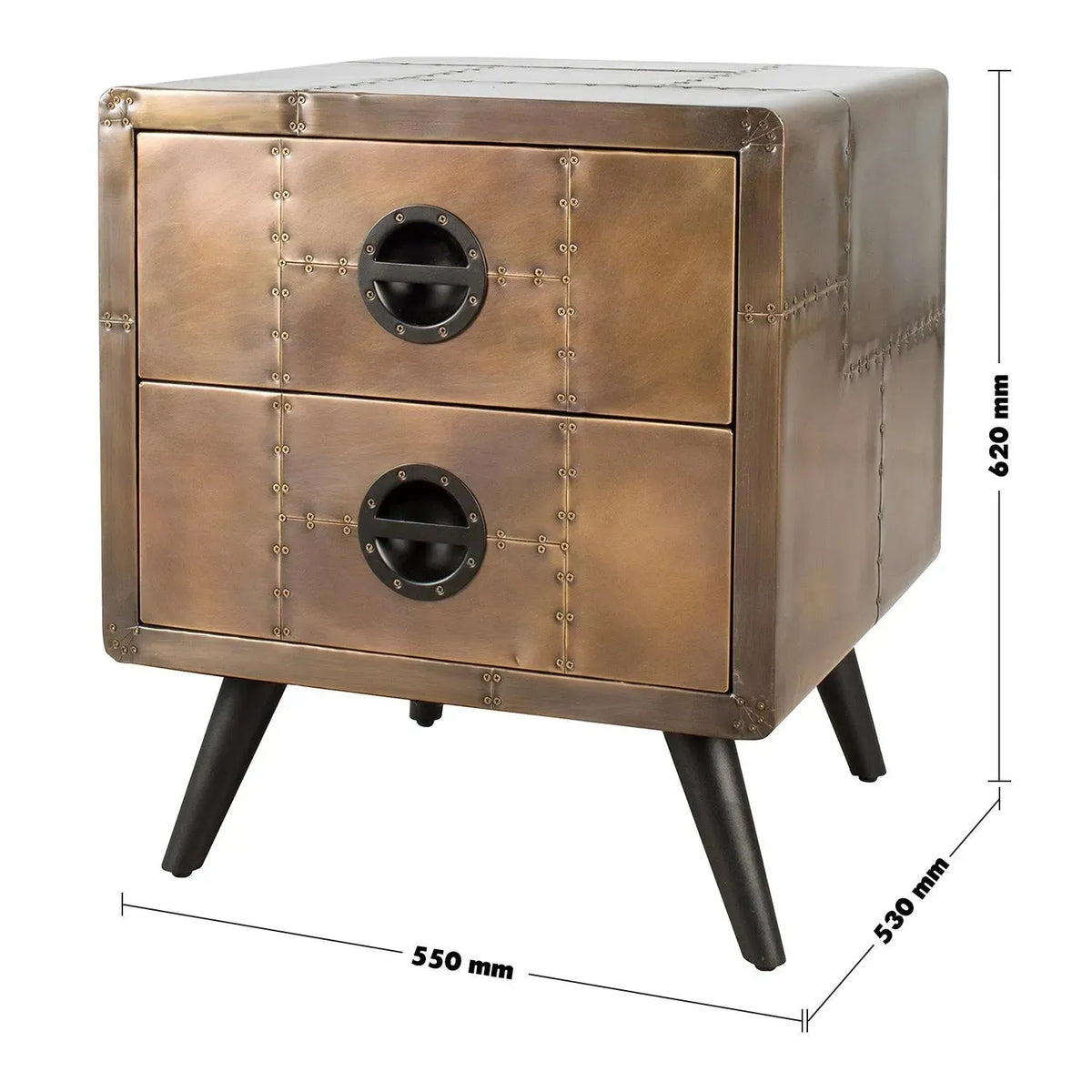 Industrial aluminium side table jetbrass primary product view.