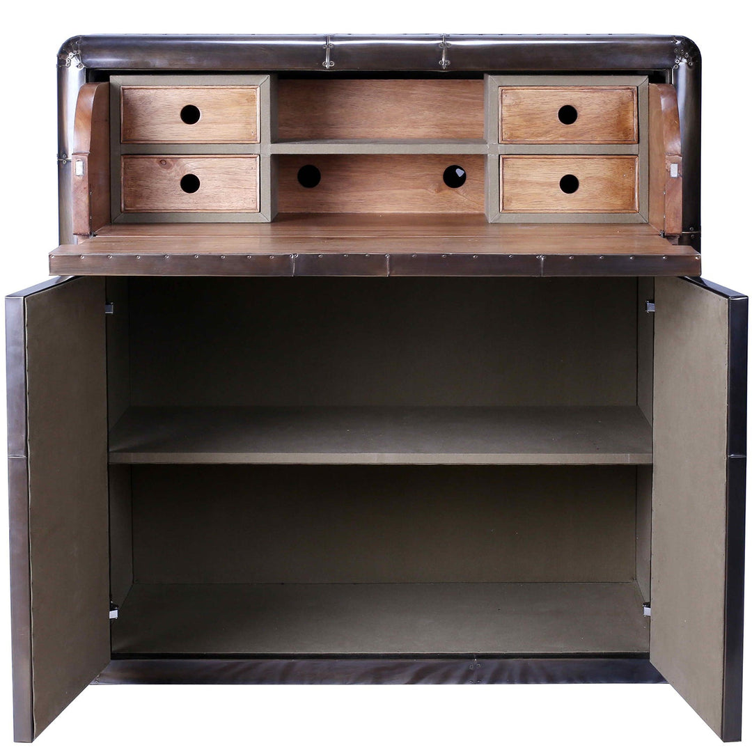 Vintage aluminium storage cabinet and study desk jetbrass primary product view.