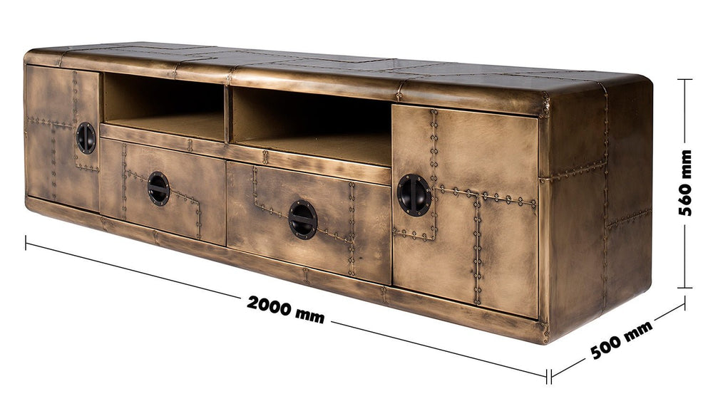 Vintage aluminium tv console gareth primary product view.