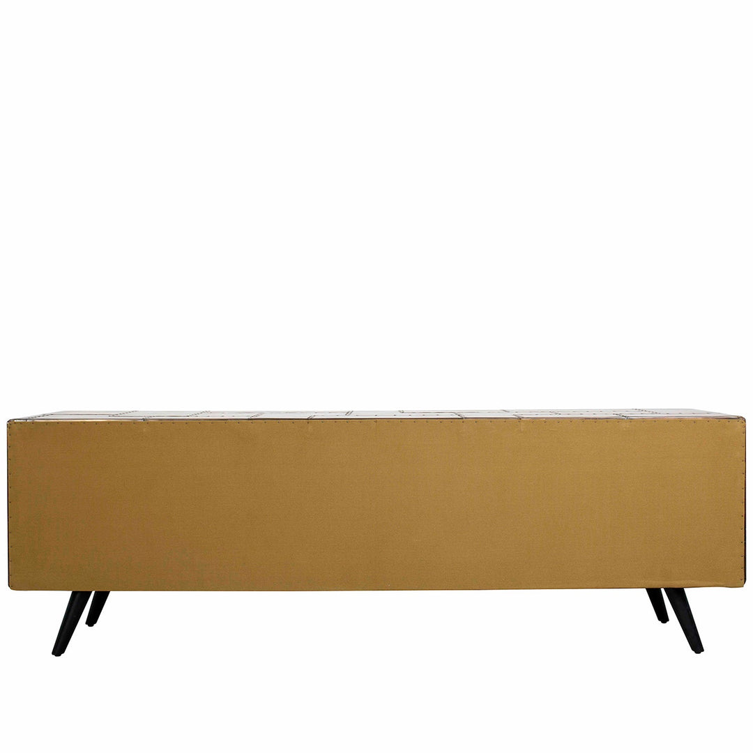 Vintage aluminium tv console jetbrass with context.