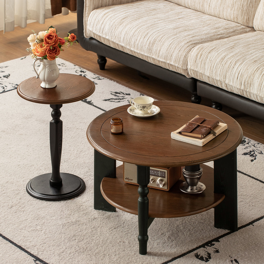 Vintage ash wood coffee table set mona color swatches.
