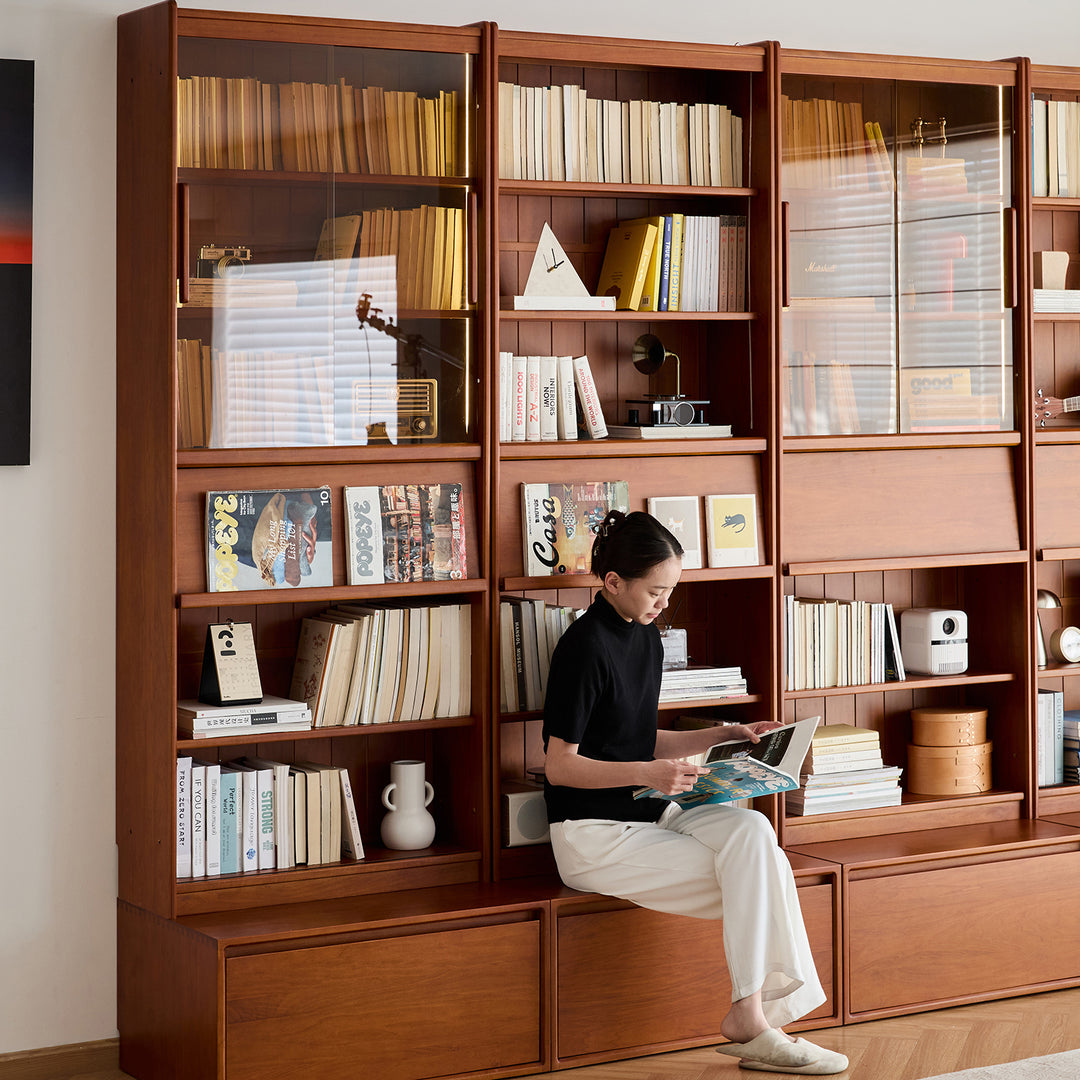 Vintage boxwood bookshelf vista material variants.