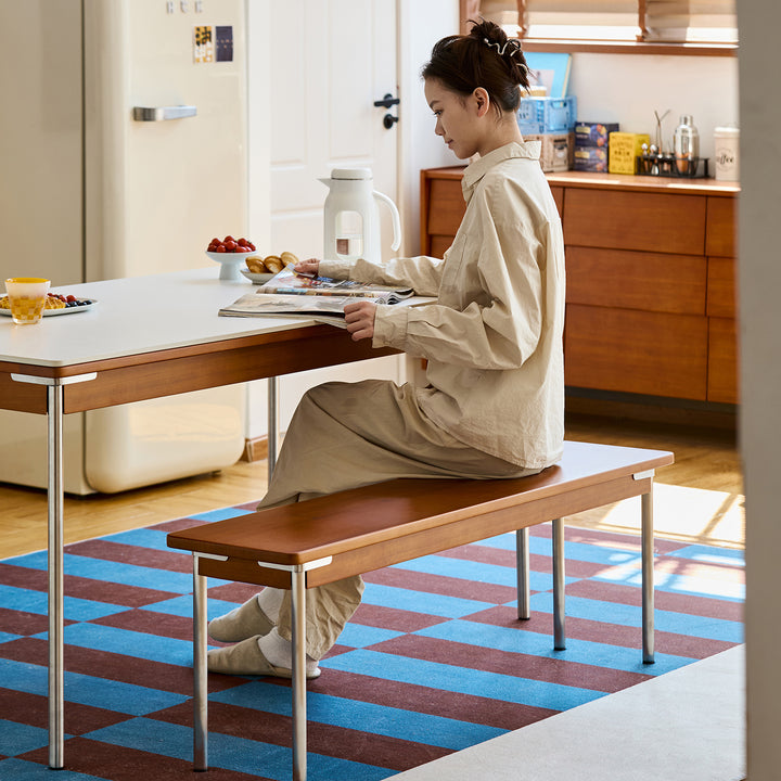 Vintage boxwood dining bench pinecone primary product view.