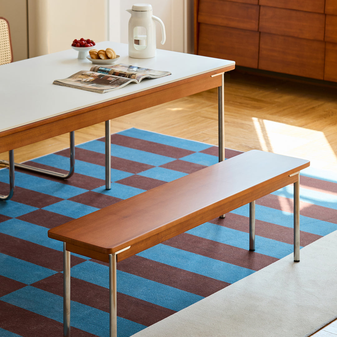 Vintage boxwood dining bench pinecone material variants.