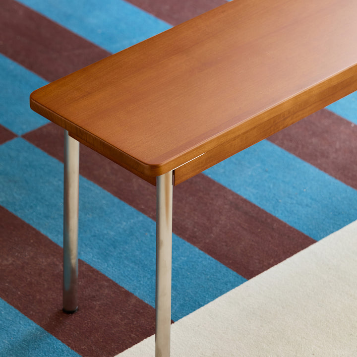 Vintage boxwood dining bench pinecone in real life style.