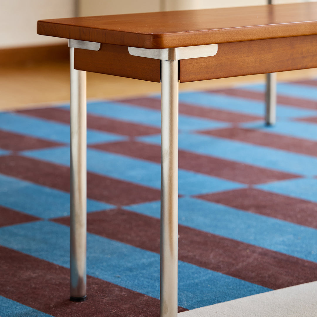Vintage boxwood dining bench pinecone with context.