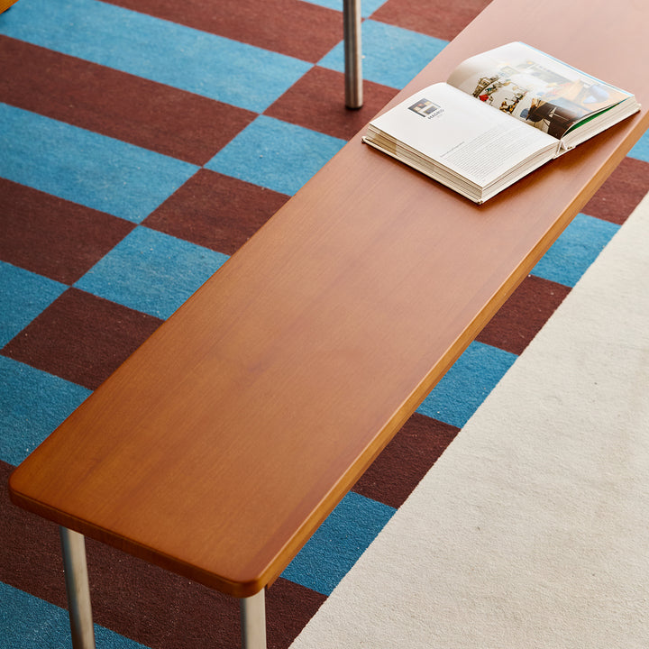 Vintage boxwood dining bench pinecone in details.